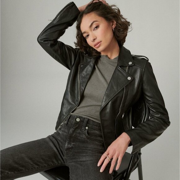 Classic Leather Moto JacketLucky BrandSize XS